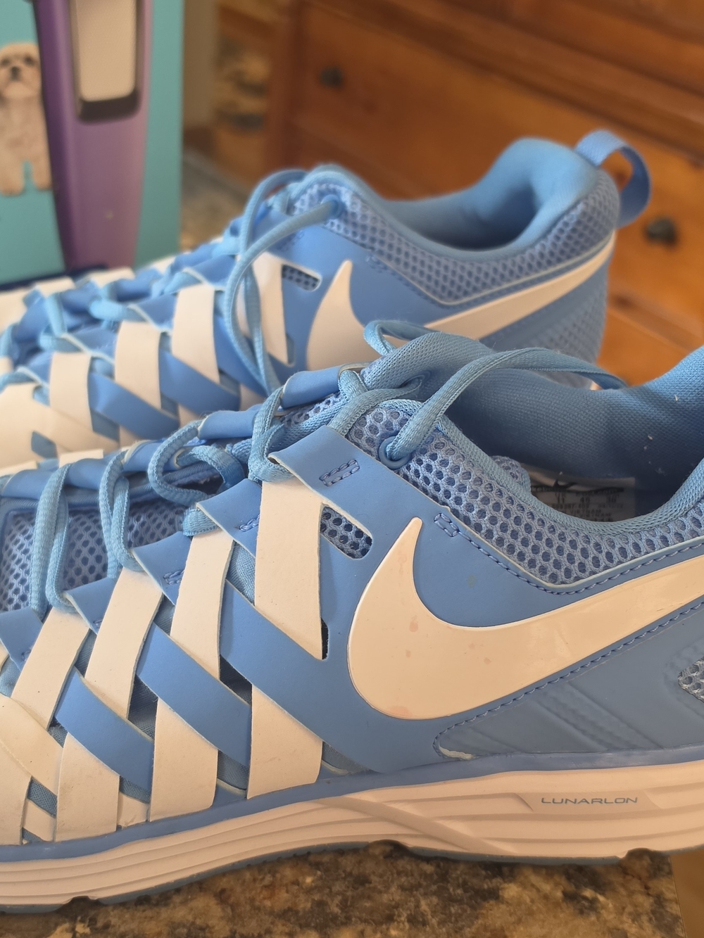 Nike Men's Light Blue and White Athletic Shoes
